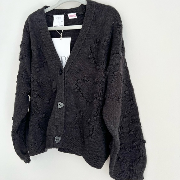 Zara Girl Black Knit Cardigan Size 3-4 Years NEW - Picture 2 of 5